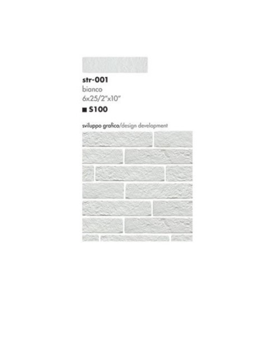 Listello in gres porcellanato Strett cm 6 x 25  bianco