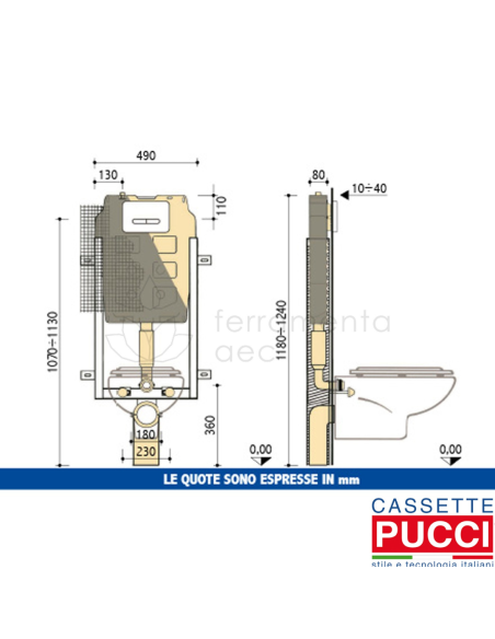 Cassetta scarico wc Pucci Eco 9l, 4l |Outlet della Mattonella