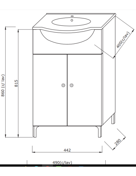 Mobile bagno con lavabo in ceramica bianco salvaspazio Jolly |Offerta
